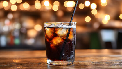 Fresh food and carbonated soda soda on a white dish served with soda water on a wooden table