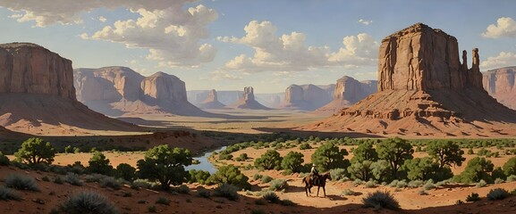 Far west ambience, beautiful view of a country landscape	