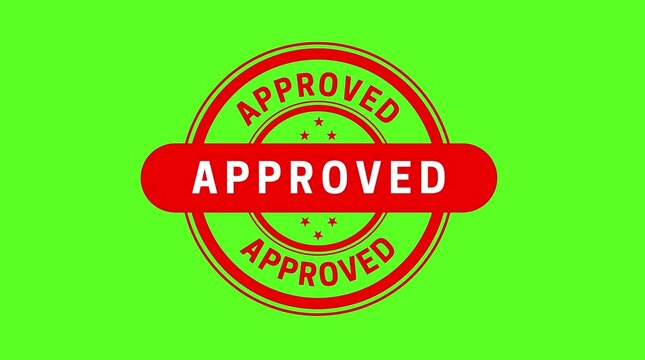 Approved Stamp Green Screen PNG | Transparent Background Animation Badge