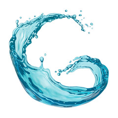 Abstract blue water splash swirling dynamic liquid design 3d cool aqua on transparent background