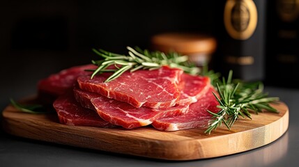 A beautifully arranged selection of prime cuts of meat garnished with fresh rosemary, highlighting the quality and freshness essential for culinary excellence.