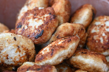 fried cutlets on a plate,
