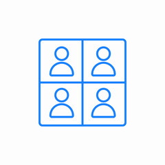 four people grid meeting online icon sign vector