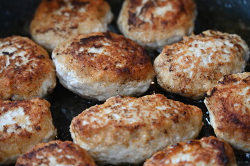 fried cutlets on a plate,