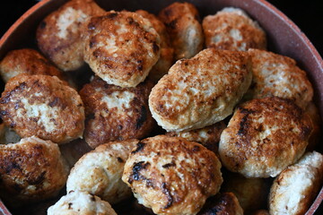 fried cutlets on a plate,