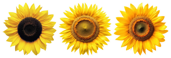 PNG Vibrant sunflowers in bloom, element set on transparent background © Rawpixel.com