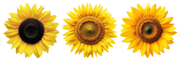PNG Vibrant sunflowers in bloom, element set on transparent background