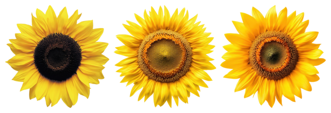 PNG Vibrant sunflowers in bloom, element set on transparent background