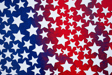 Seamless USA Stars Pattern with Modern Painted Shapes American Background Design
