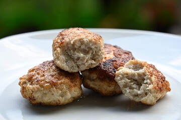 fried cutlets on a plate,