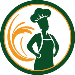 Minimalistic chef logo vector with natural elements and modern design, ideal for catering, gourmet food, or cooking-related business branding.