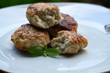 fried cutlets on a plate,
