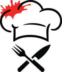 A bold vector chef hat logo, featuring a minimalist and modern outline design, perfect for culinary branding, restaurants, food startups, or kitchen-related businesses.