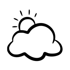 Sun cloud icon doodle