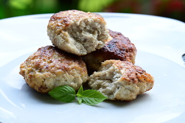 fried cutlets on a plate,