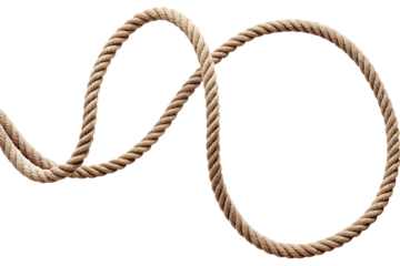 Twisted beige rope isolated on a white background png ai generated