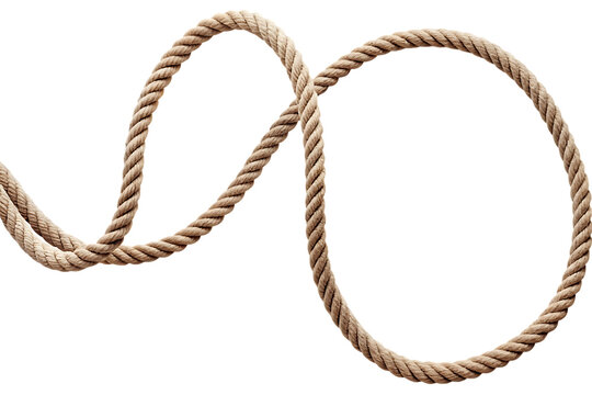 Twisted beige rope isolated on a white background png ai generated