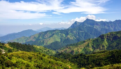 Fototapeta premium Lush Green Mountain Range Landscape.