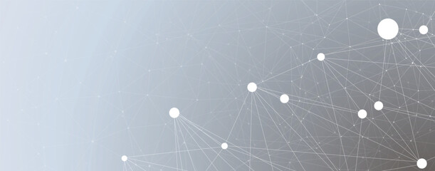 Technology and science banner or header. Connected neural network