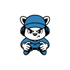Gaming Panda with Headphones and Controller © Syed