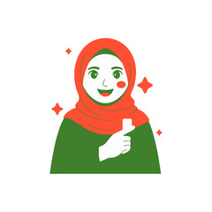 Cute Hijabi Girl in Cartoon Style – Muslim Female Vector