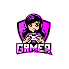 Gaming Girl Avatar with Purple Emblem