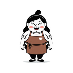 Happy Chubby Woman in Apron Vector Character