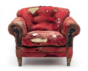 Worn Red Armchair