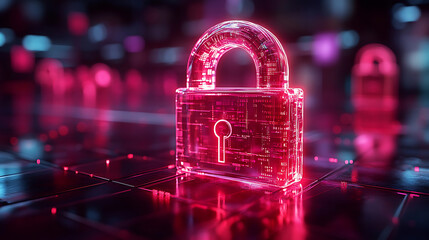 Futuristic Digital Padlock Cybersecurity and Data Protection Concept