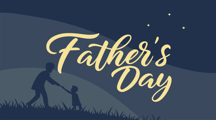 Father’s Day Silhouette Illustration with Child at Night
