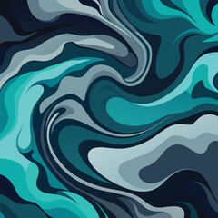Abstract Swirl of Turquoise and Teal Fluid Texture