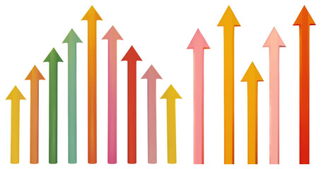 PNG Colorful arrows indicating growth, element set on transparent background