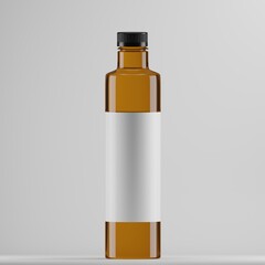 Amber Glass Bottle Mockup with Blank Label