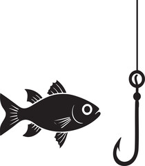 An engaging illustration capturing a fish hooked in the water, showcasing marine wildlife and the art of fishing
