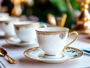 Luxury tea cup on saucer