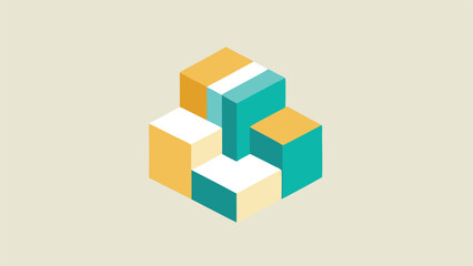 Abstract isometric cubes composition featuring modern pastel colors suitable for design