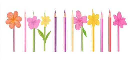 Colorful Flower-Shaped Colored Pencils