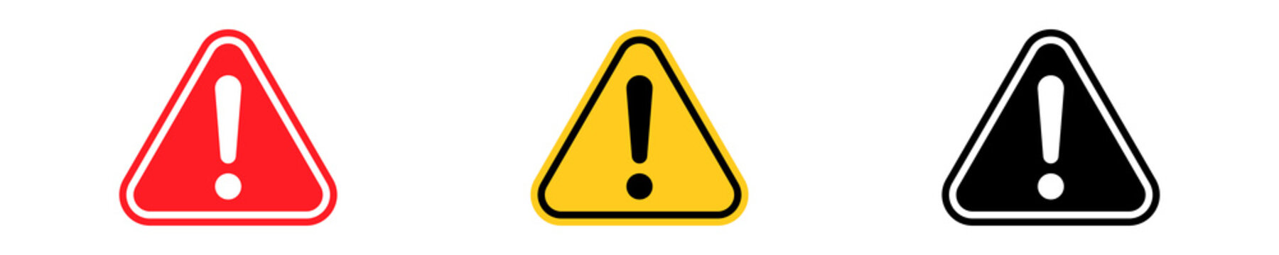 warning danger icon. Caution alarm alert set, triangle warn sign , attention vector icon, red yellow black color