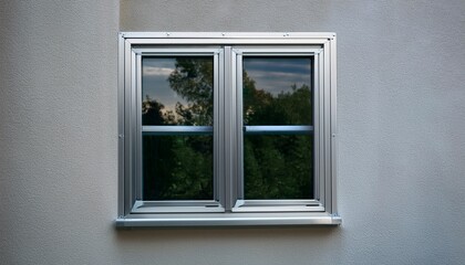 Fototapeta premium metal aluminum window with gray silver frame industrial aesthetic