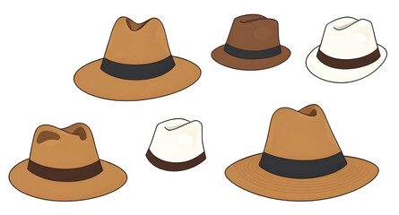 Hat vector set, Collection of hats, Fashion hats vector, Hat clipart, Headwear vector illustration, Different types of hats, Hat icons set, Hat silhouette vector, Assorted hats vector, Casual hat vect