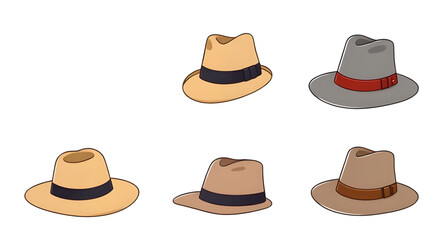 Hat vector set, Collection of hats, Fashion hats vector, Hat clipart, Headwear vector illustration, Different types of hats, Hat icons set, Hat silhouette vector, Assorted hats vector, Casual hat vect