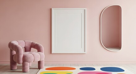 Dual frames on pastel pink wall