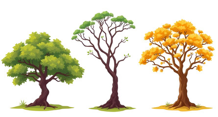 Obraz premium Tree vector, Tree illustration, Green tree icon, Nature tree vector, Tree clipart, Forest tree vector, Tree silhouette, Tree with leaves, Tree isolated vector, Tree flat design, Cartoon tree vector, T