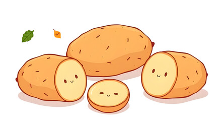Potato vector, Potato illustration, Whole potato icon, Sliced potato vector, Potato clipart, Hand-drawn potato, Fresh potato vector, Organic potato icon, Potato flat design, Raw potato vector, Potato 
