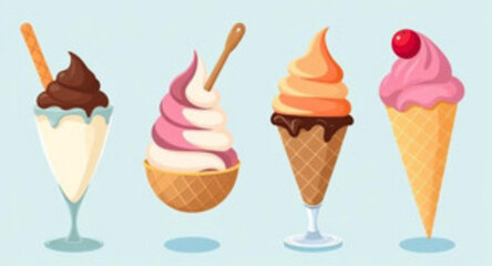 Ice cream cone vector, Ice cream illustration, Waffle cone vector, Soft serve ice cream, Ice cream clipart, Ice cream icon, Sweet dessert vector, Frozen treat vector, Ice cream scoop vector, Chocolate