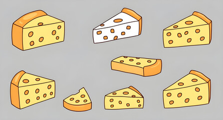 Cheese vector, Set of cheese, Cheese illustration, Cheese slice vector, Cheese block vector, Cheese collection, Assorted cheese vector, Cheese clipart, Cheese platter vector, Cheese wheel vector, Chee