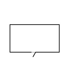 白黒四角吹き出し（しっぽ付き・シンプルデザイン）