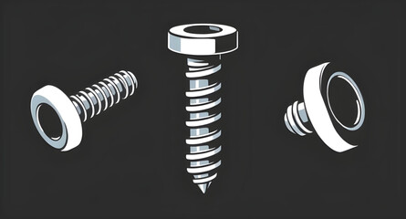 Screws and bolts vector, Hardware vector, Metal fasteners, Screw vector illustration, Bolt vector art, Nut and bolt vector, Industrial hardware, Tools vector, Construction screws, Mechanical parts vec