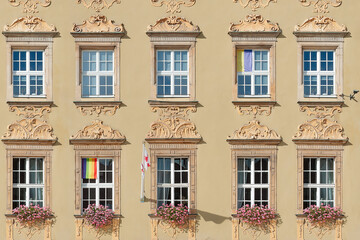 Fragment of old building facade in Wroclaw Poland