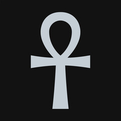 Silver Black Ankh Egyptian Cross Symbol